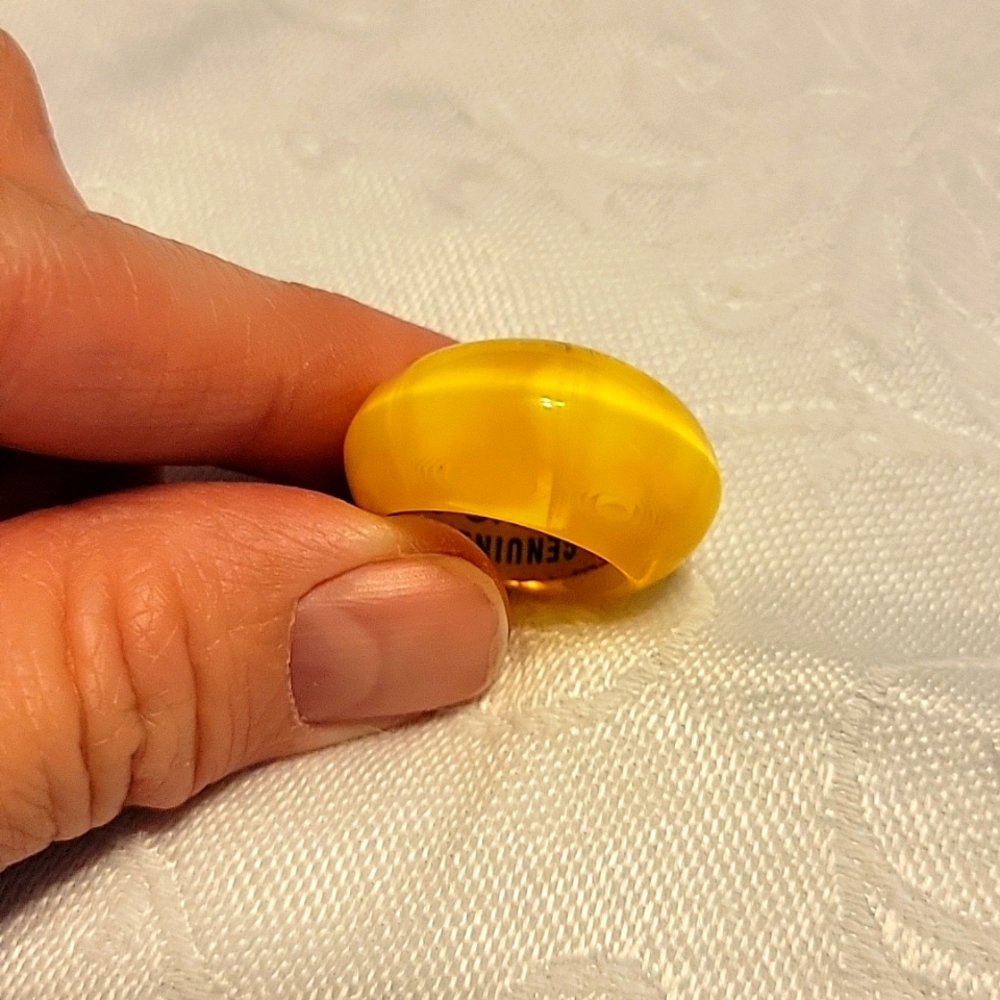 Lucite yellow dome ring